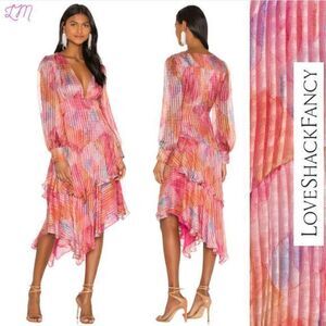 Love Shack Fancy Meridian Silk Dress‎ Size 0 Rainbow Cloud